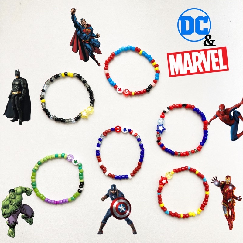 [PRE ORDER] BACA RULES | Gelang Manik DC and Marvel Inspired Bisa Custom Inisial