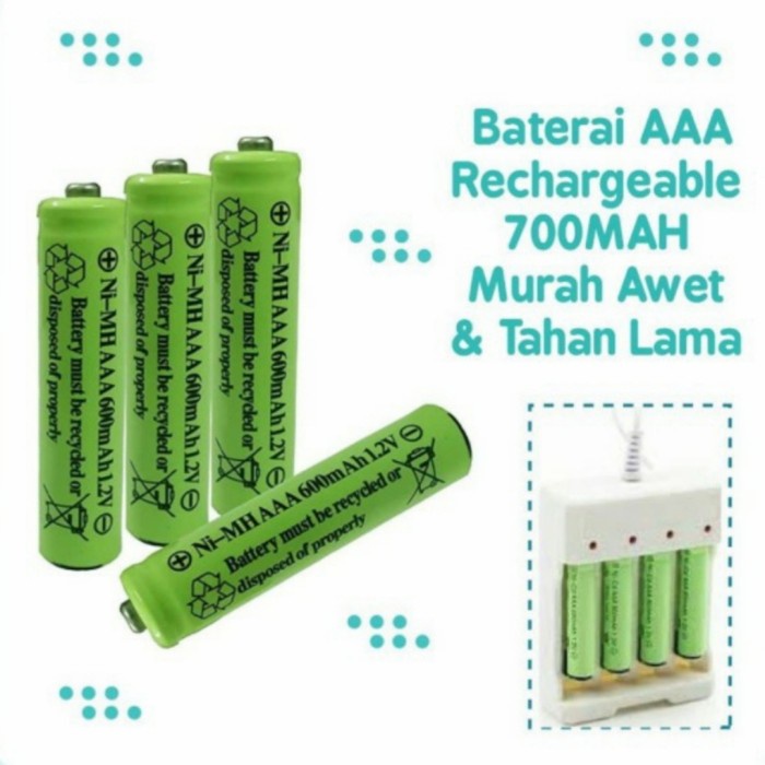 batre cas AAA baterai A3 battery rechargeable 700MAH Ni-Cd