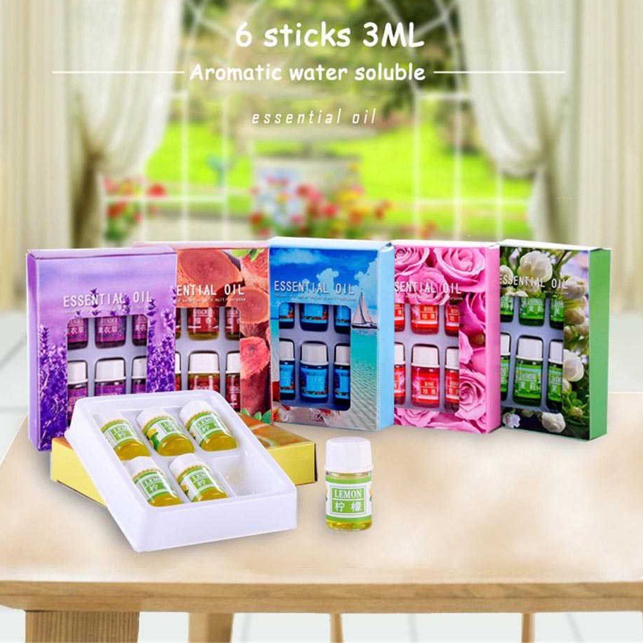 Diffuser Humidifier Ultrasonic Aromatherapy Essential Oil Diffuser 300ml Alat Aromaterapi Pewangi-Oil 6Pcs 3ml Lavnder
