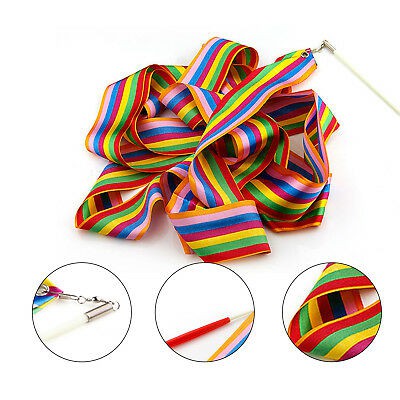 4 M Twirl Ribbon + Stick Fiber  Alat Tari Tamborin Gereja Props Senam Ballet Pita Twirling Ribbon