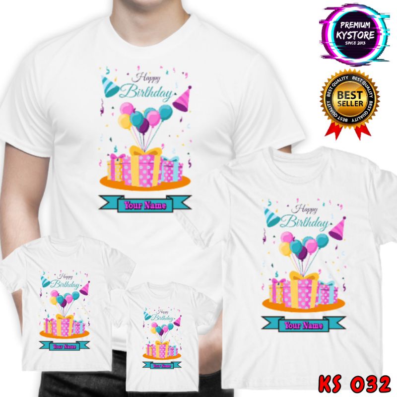 kaos couple family anak dan dewasa free nama motif ulang tahun