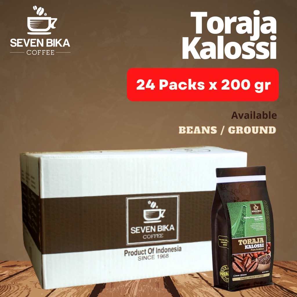 

SB Premium Toraja Kalossi Pure Arabica 200 Gr. Isi 24 Pcs. Biji/Bubuk.