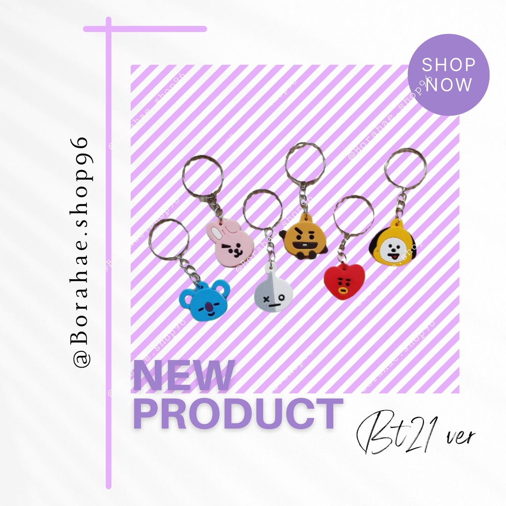 gantungan kunci bandul flat bts/bt21/pc Gantungan Hp/Flashdisc/Kunci Cute koya rj shooky mang chimmy