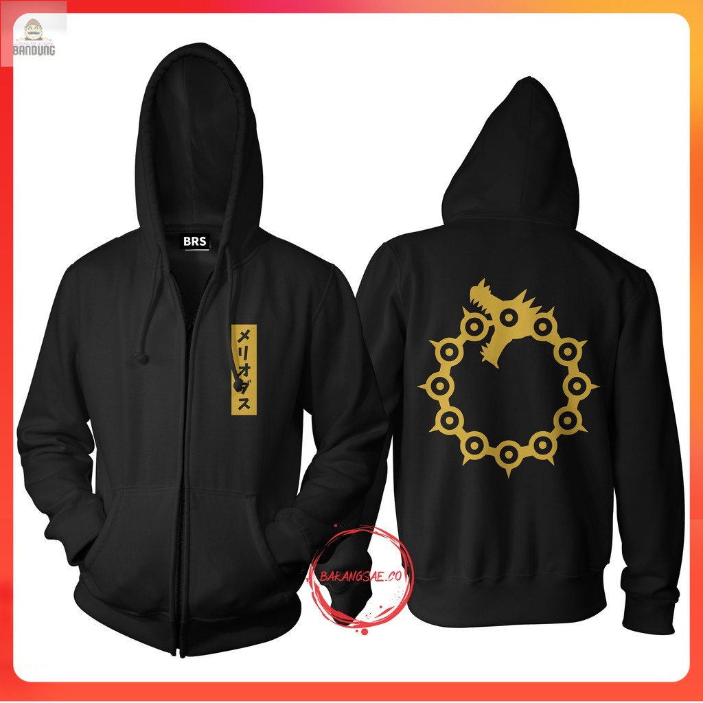 BARANGSAE Jaket Zipper Anime Nanatsu No Taizai Logo Meliodas Dosa Naga Manga Jepang (Unisex)