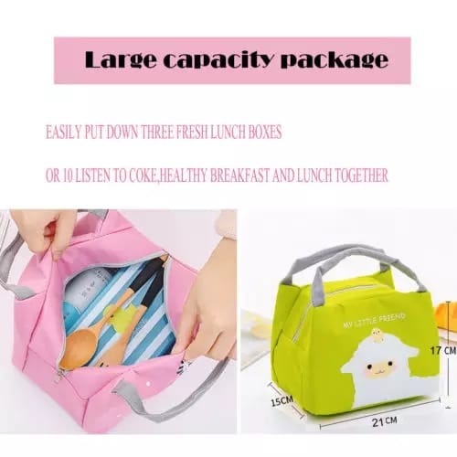 Tas Bekal Anak Sekolah Tahan Panas Motif Lucu Cooler Bag / Lunch Bag Piknik Bekal Makan Anak Cooler Dengan Resleting Bahan Tebal Goodie Bag Anak Sekolah