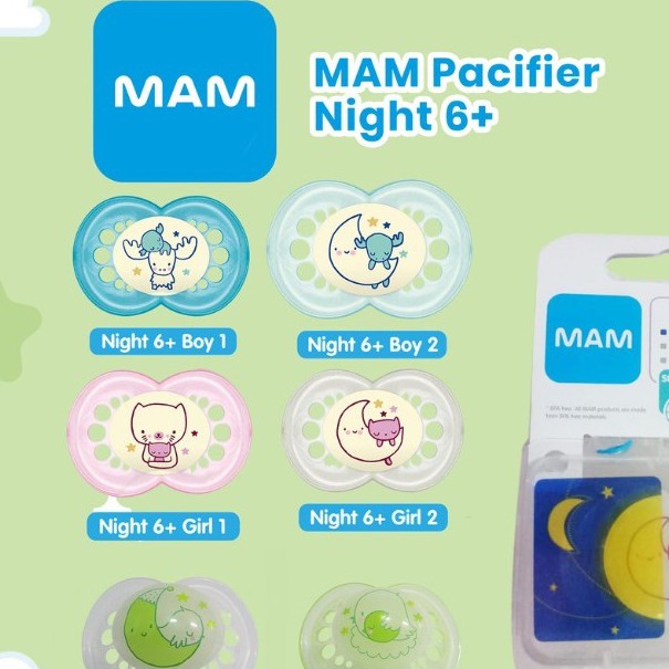 MAM Orthodontic Pacifier Night / Air 0-6M / 6m+ Baby Soother Empeng Bayi CBKS