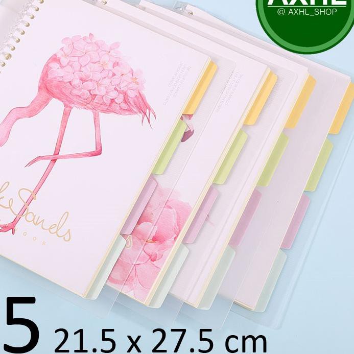 

BONUS Pink Sands Flamingos File Binder B5 26 Ring Sampul Buku Penyimpanan Kertas Bahan Plastik PP Do