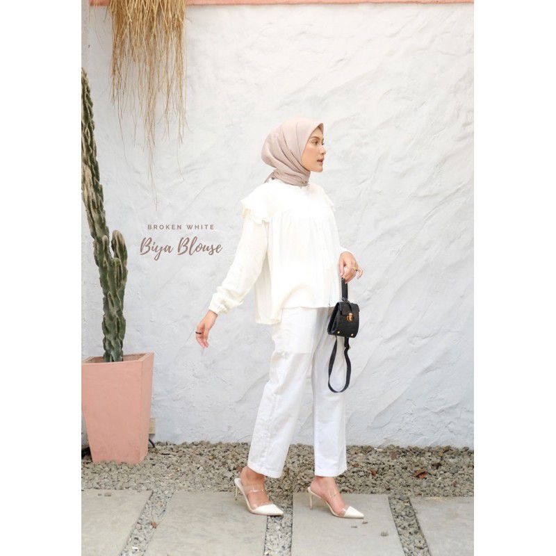 Biya Blouse RAYON Viscose PREMIUM (LD ±110cm) //JF4556-BroknWhite,BIYA BLUS