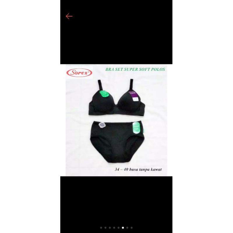 Bra bh set supersoft Sorex polos tanpa kawat cup sedang bra + CD