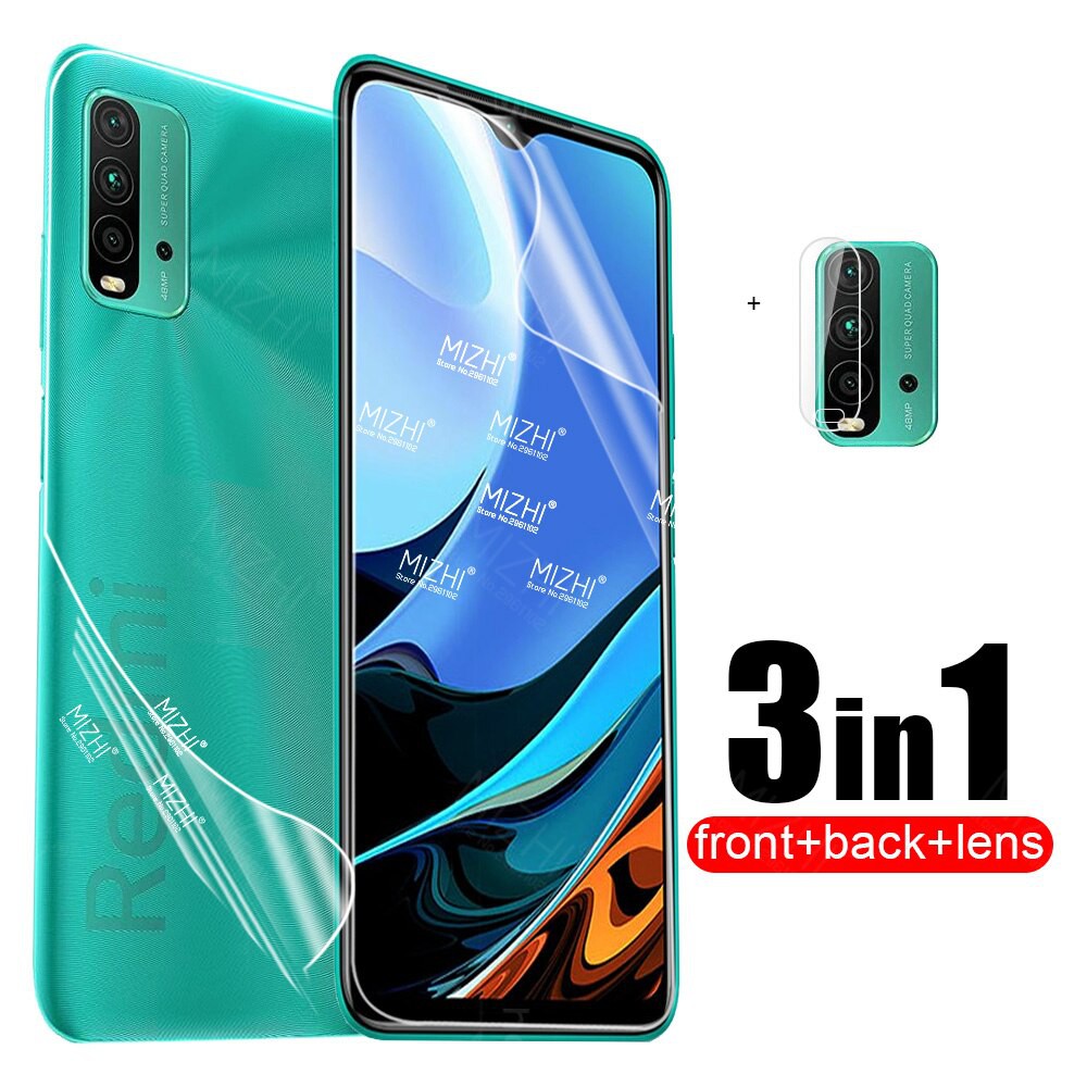 Pelindung Layar Redmi 9T paket 3 in 1 bahan hydrogel