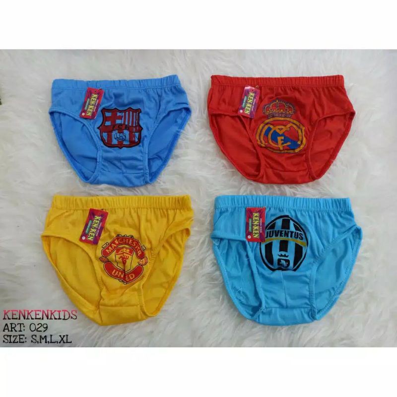 6pcs Celana Dalam anak cowok motif club bola