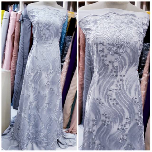 TILE AKAR MUTIARA TILE BORDIR AKAR MUTIARA SILVER ABU2 MUDA