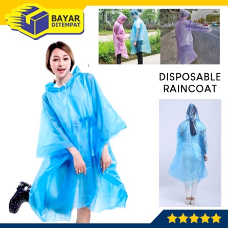 Jas Hujan Sekali Pakai Emergency Plastik Tipis Disposable Raincoat