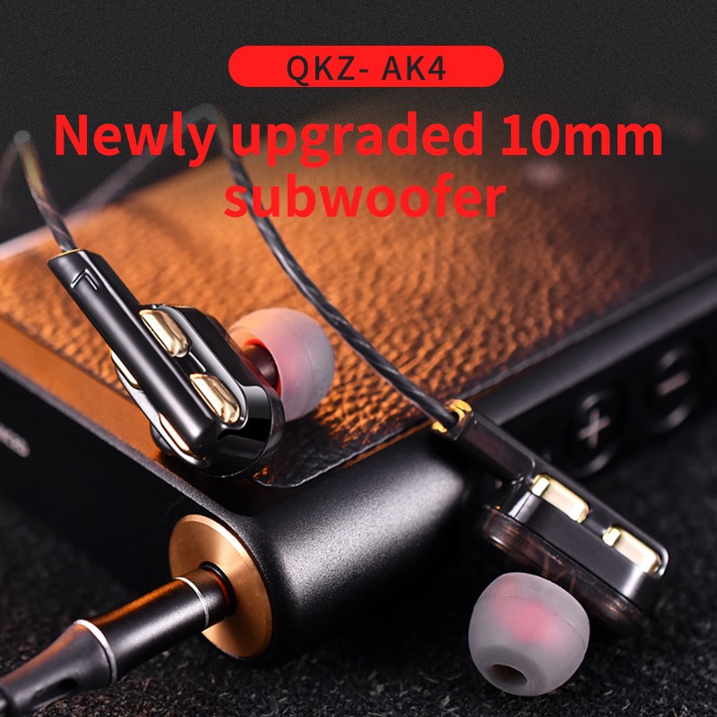 QKZ In-Ear Earphones Bass HIFI Headset with Microphone - QKZ-AK4 - Black