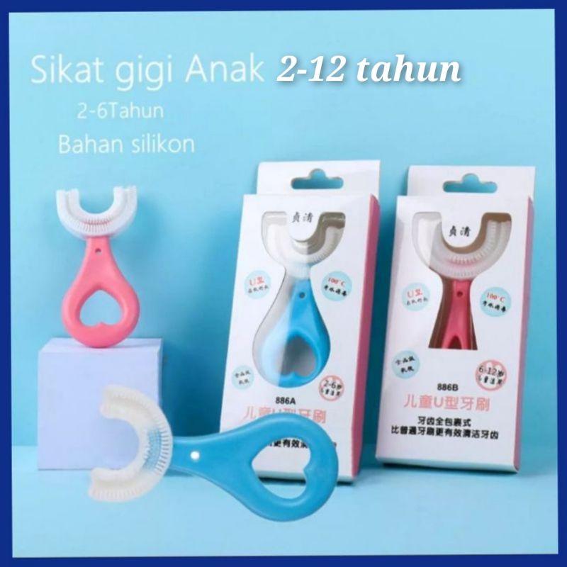 Sikat Gigi Anak Bentuk U Bahan Silikon Training Toothbrush Tooth Brush Baby Silicon [SS]