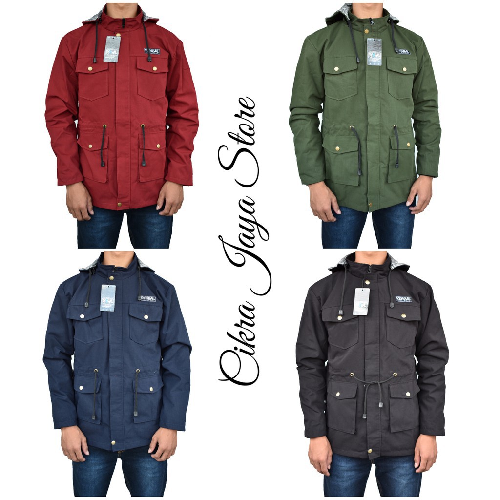 JAKET PARKA PRIA ORIGINAL /  HITAM BIRU NAVY MERAH MAROON HIJAU ARMY ABU COKLAT