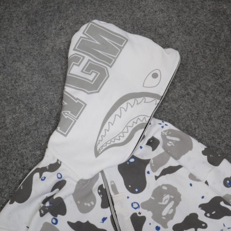 READY!!!SWEATER HOODIE ZIPPER BAPE SHARK GID WGM GLOW IN THE DARK FULLTAG &amp; LEBEL