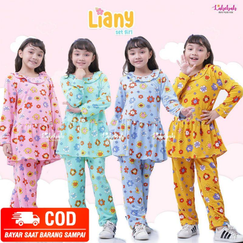 BAJU TIDUR ANAK PEREMPUAN 2 - 9 TAHUN SETELAN LIANY BY LABEBAH PAJAMAS PANJANG BAHAN BABY TERRY HANG