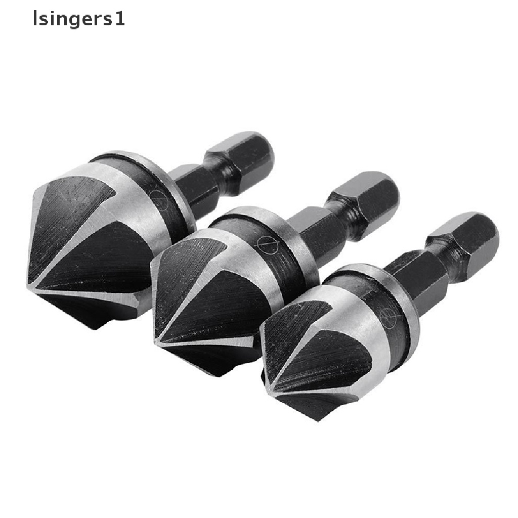 (lsingers1) 3pcs / Set Mata Bor Countersink Hex Bahan Carbon Steel Untuk Metal / Baja