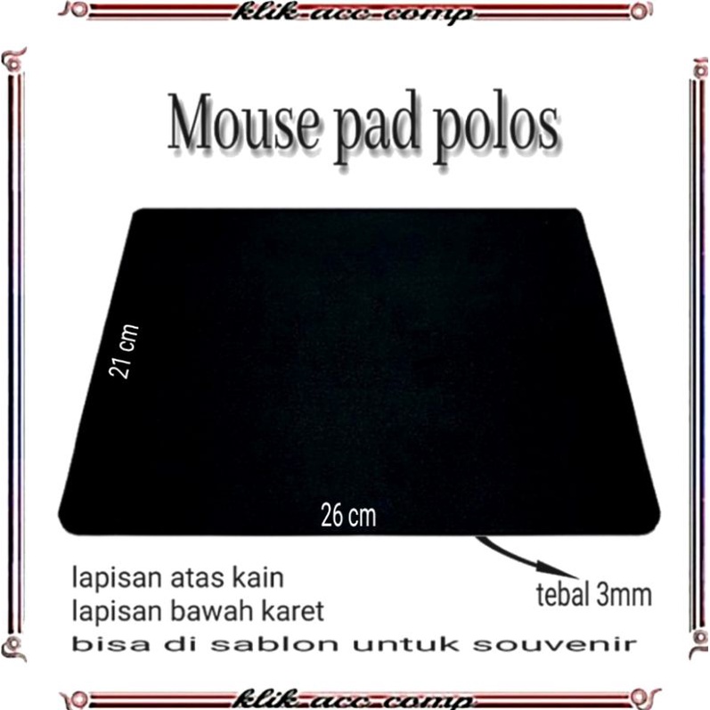 Mouseped Polos Hitam Murah Anti Slip/Moise Pad/MousePad