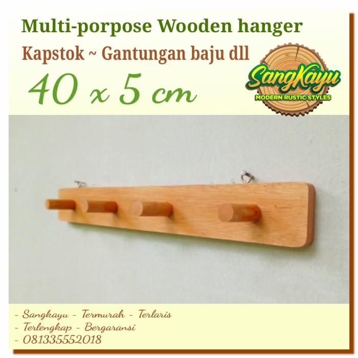 Gantungan baju serbaguna kapstok kayu 40x5 Multi porpose Wooden hanger