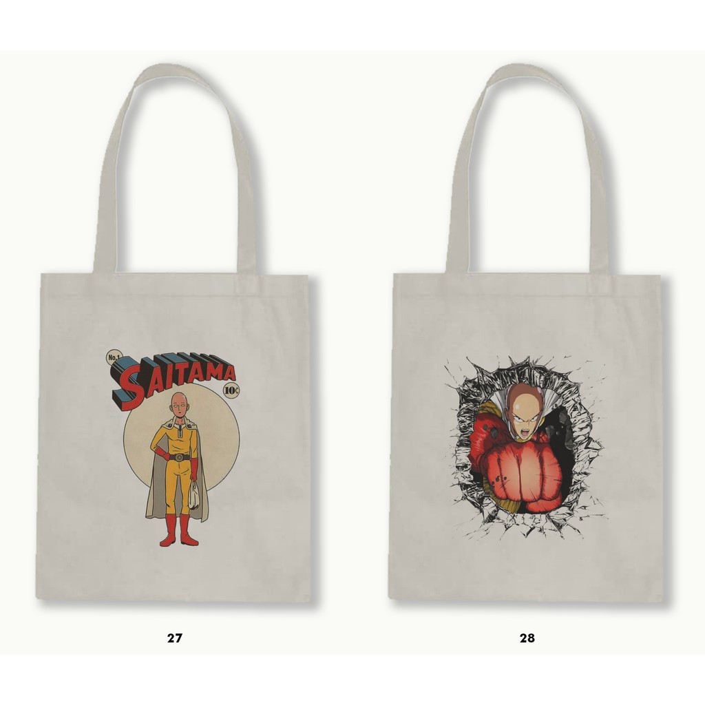 TOTE BAG BLACU  - ONE PUNCH MAN (SAITAMA) .01