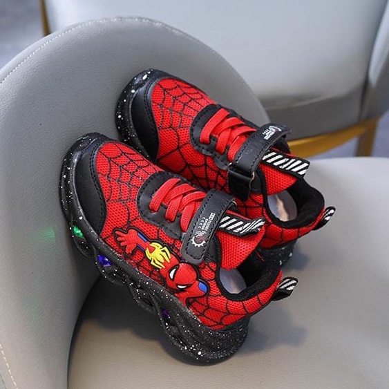 Spider5 With Led Sepatu Anak Import Size 21-35 Usia 1-8 Tahun