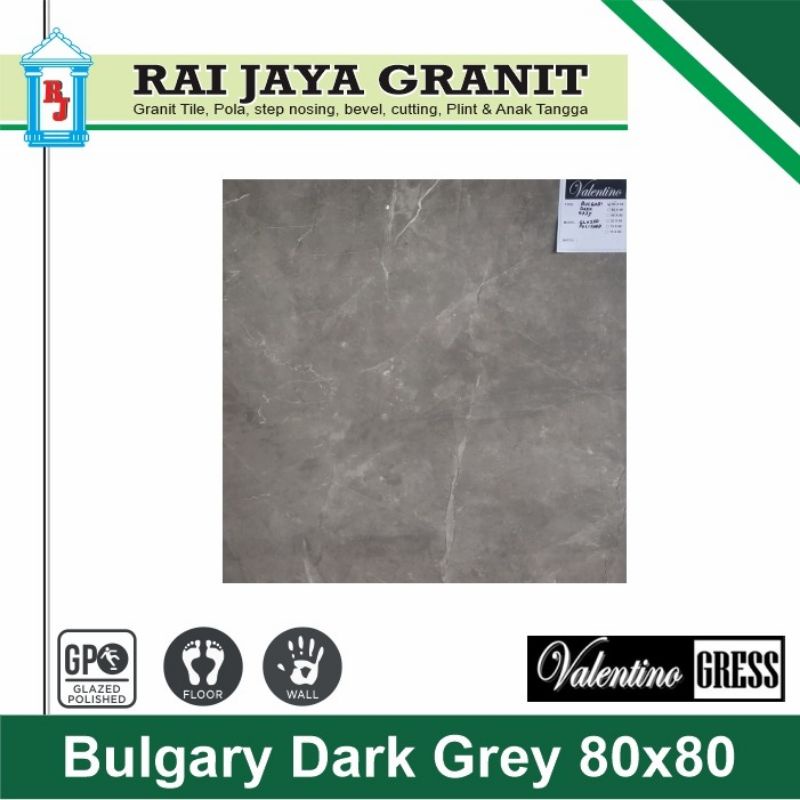 Granit lantai 80x80 Bulgari dark grey valentino gress