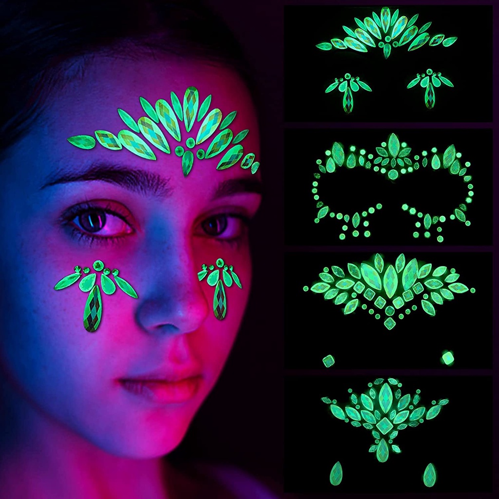 Sticker wajah jewel estetik kaca timbul aesthetic jewels bahan resin akrilik acrylic look cantik