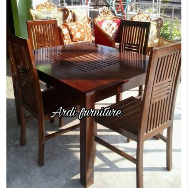 1 set meja makan,meja kursi makan minimalis,kayu jati