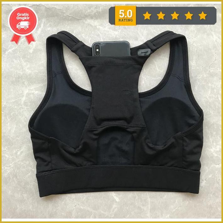 Lululemon Pace Perfect Storage Sports Bra / Lulu Lemon Sportbra -Black - Light Meadow, 6 Paling