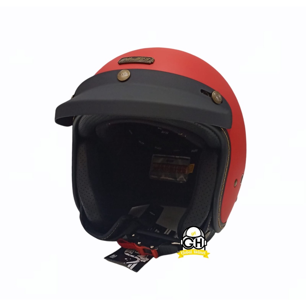 HELM BOGO RETRO NJS NR-80S SOLID ORIGINAL PREMIUM FREE PET NJS (TOPI HELM BOGO) STANDART SNI RETRO BOGO