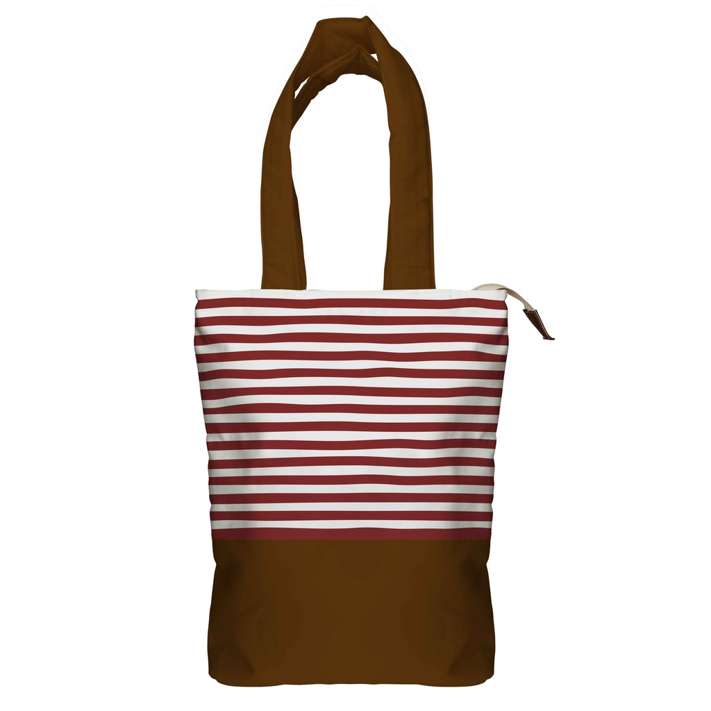 Tote Bag Kanvas Stripe Marun