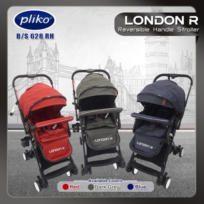 Makassar - Stroller Pliko London R BS-628 Bisa Menghadap Depan Belakang / Kereta Dorong Bayi