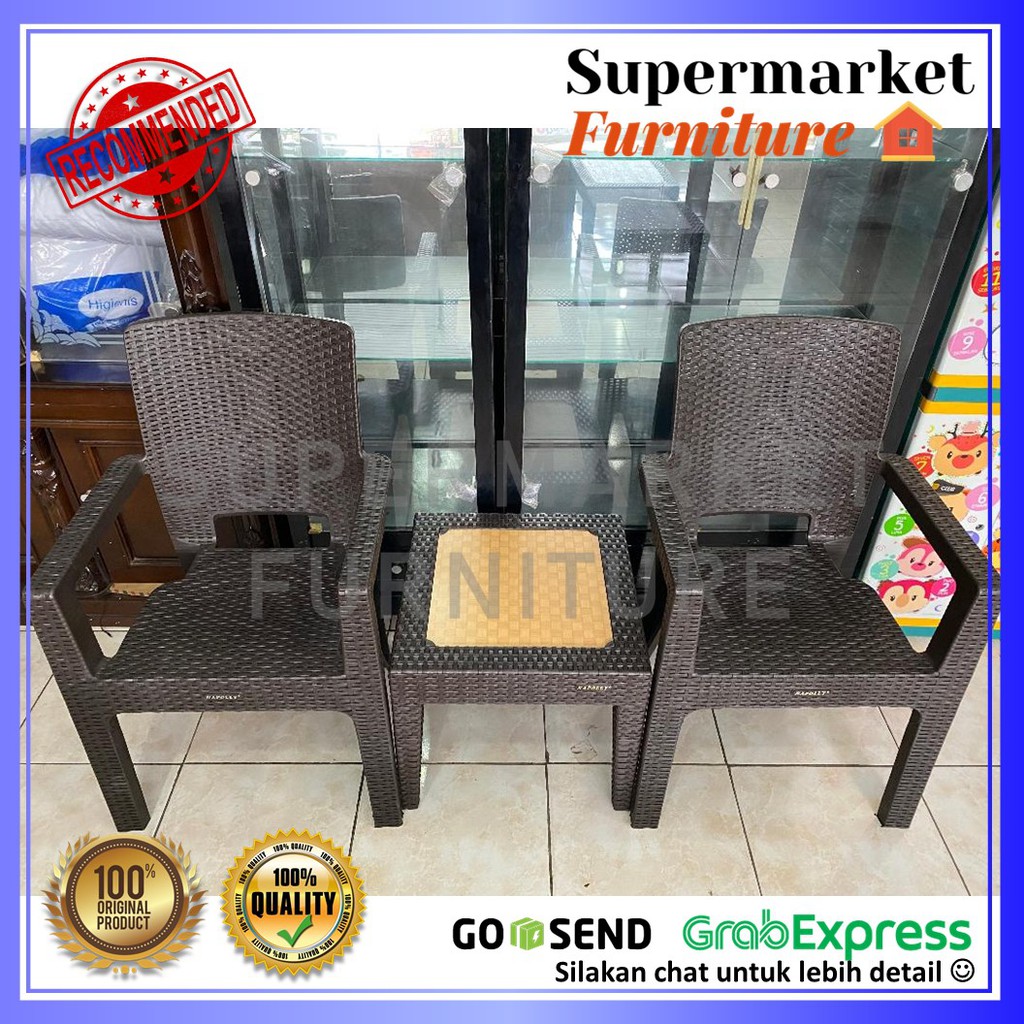 KURSI PLASTIK NAPOLLY SET BIG 8R3 + MEJA 47,5 MDF