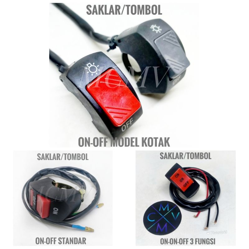 SAKLAR TOMBOL ON OFF engine stop / ON-OFF-ON 3fungsi / on off lampu MOTOR UNIVERSAL