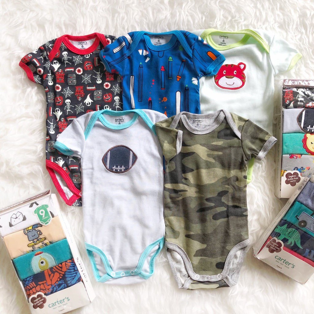 LIN9038 Boys/ Girls CARTER'S 5 in 1 Jumper Bayi Lengan Pendek Premium Cotton Romper Bayi/ Jumpsui...