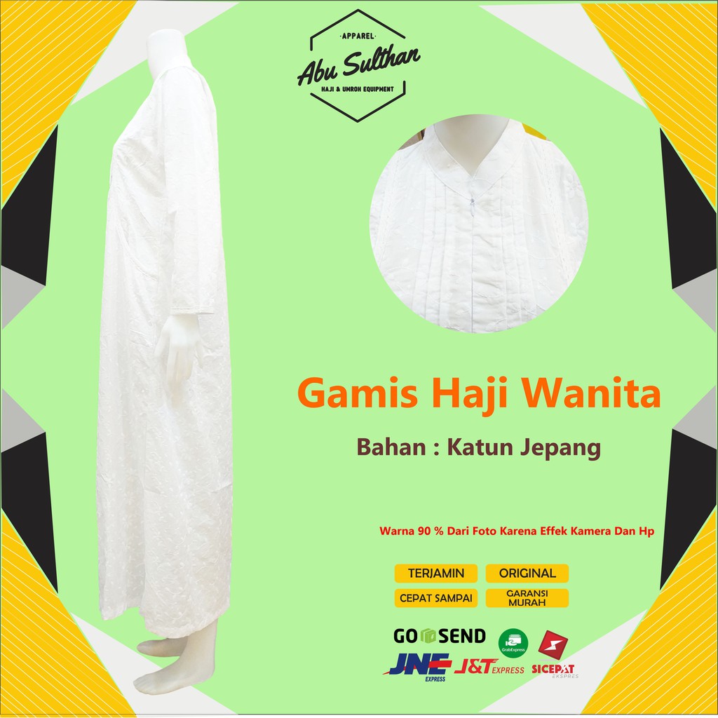 BAJU GAMIS HAJI WANITA PUTIH BAHAN KATUN JEPANG / GAMIS IHROM WANITA / GAMIS IHRAM PEREMPUAN