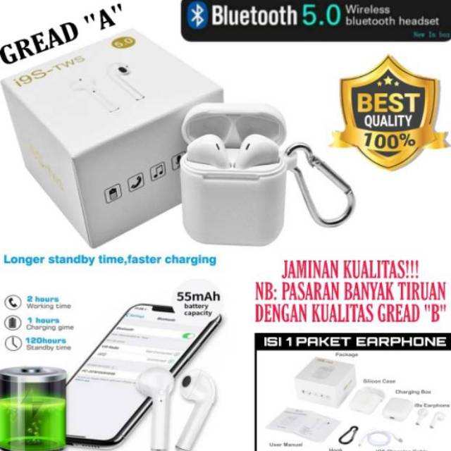 TWS BLUETOOTH I9S MACARON I12 TWS 5.0 EXTRA BASS JERNIH