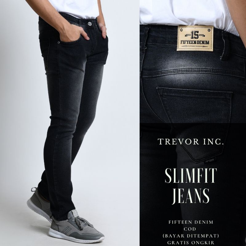 Celana Panjang  Jeans Pria Slim Fit Streetch Original New Fifteen Denim /Fifteen denim