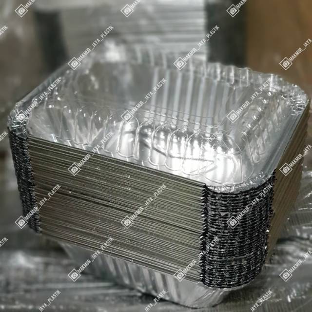 ALUMUNIUM FOIL CUP KOTAK P435 SET KEMASAN MAKANAN FOIL TRAY P 435 SUDAH TERMASUK TUTUP