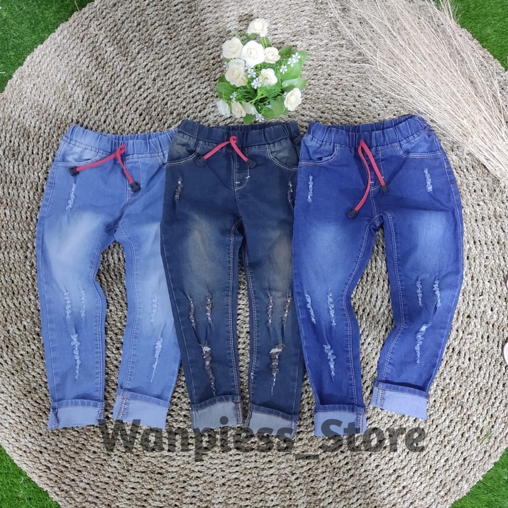 Celana Jeans Anak Perempuan Umur 6-9 Tahun | KAIN JEANS STRECH PREMIUM