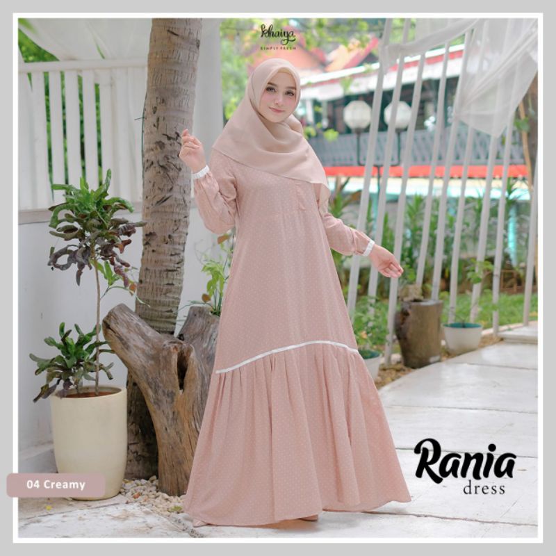 READY GAMIS RANIA Dress by Khaiya.id - Matterial Wolpeach Premium HQ + Tiny Dot