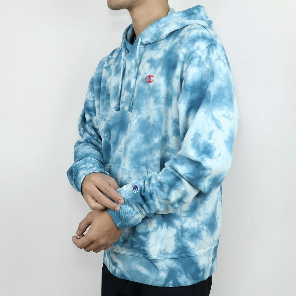 Hoodie Tie Dye Pria by Champion Blue