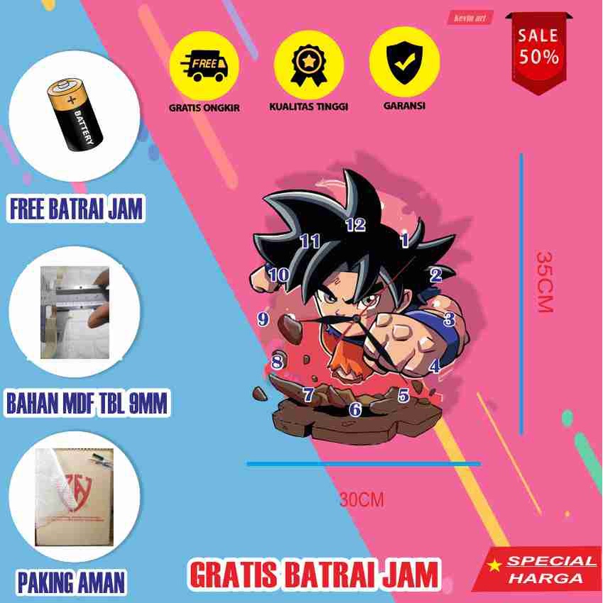 JAM DINDING BESAR KARAKTER DRAGON BALL GOKU LUCU UNIK KEREN MINIMALIS DEKORASI DINGDING KOLEKSI POSTER KAYU ANIME MURAH TERBARU
