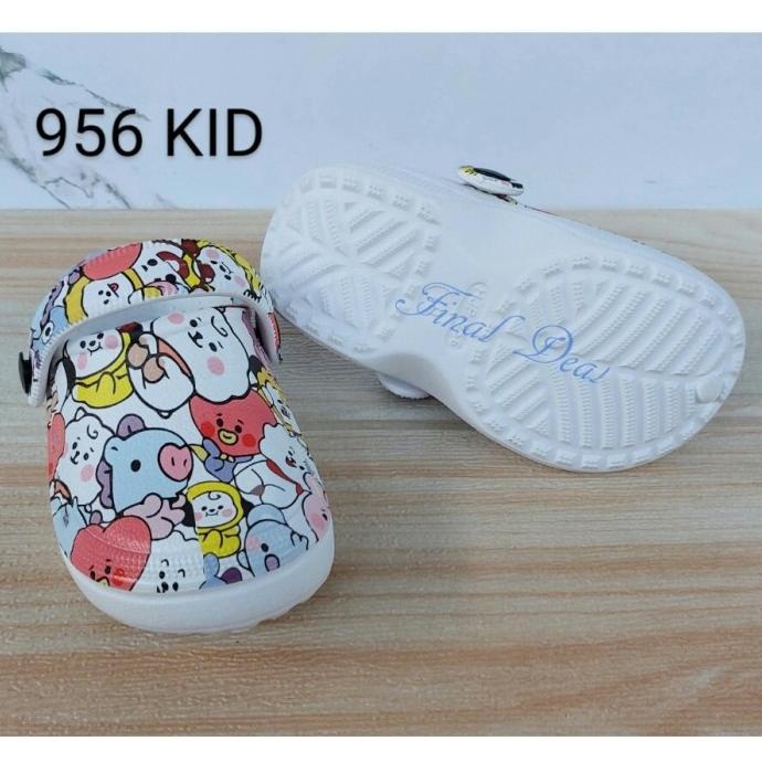 Sale 29-35 Sandal Baim Anak Motif Printing Model Crocs, Sendal Kodok Bt21 - Paling Diminati
