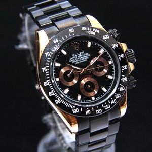 Rolex Daytona Otomatis Rantai Pria (Black Gold)
