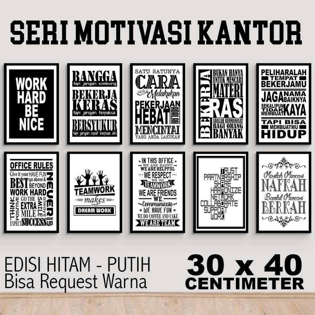 Hiasan Dinding Typografi Seri Motivasi Kantor