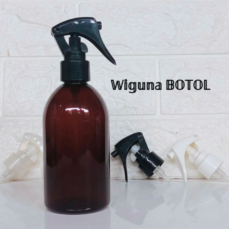 Botol Spray Triger 250ml Amber / Botol Oval 250ml Coklat Tutup Spray Triger