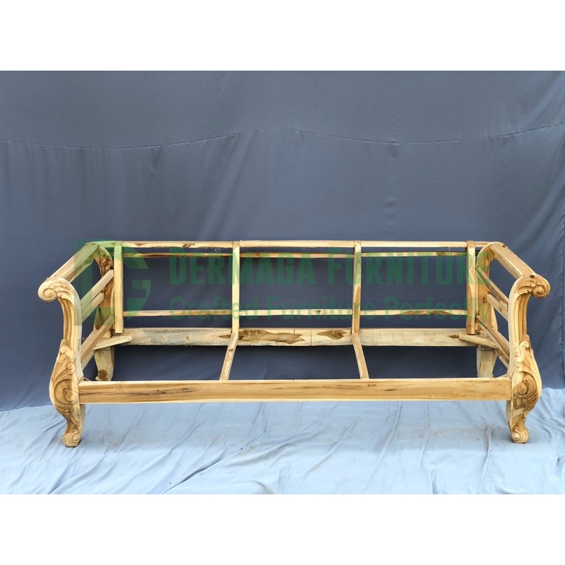 SOFA TAMU BUNGKUS KAKI UKIRAN 3 DUDUKAN JATI  SOFA KURSI PELAMINAN DEKORASI TERAS RUMAH MAKAN CAFE V